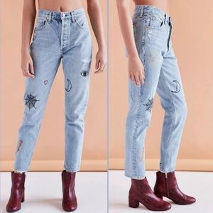 Stylish Light Blue Embroidered Women Jeans